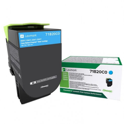 36609289_7990273935 Lexmark 71B20C0 Toner-kit cyan return program, 2.300 pages ISO/IEC 19752 for Lexmark CS 317/417/517