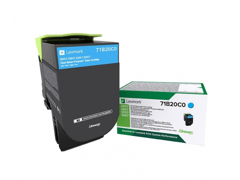 Lexmark 71B20C0 Toner-kit cyan return program, 2.300 pages ISO/IEC 19752 for Lexmark CS 317/417/517