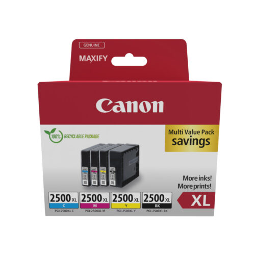 Canon 9254B010/PGI-2500XLBKCMY Ink cartridge multi pack Bk,C,M,Y Cardboard 70,9ml + 3x19,3ml Pack=4 for Canon IB 4050