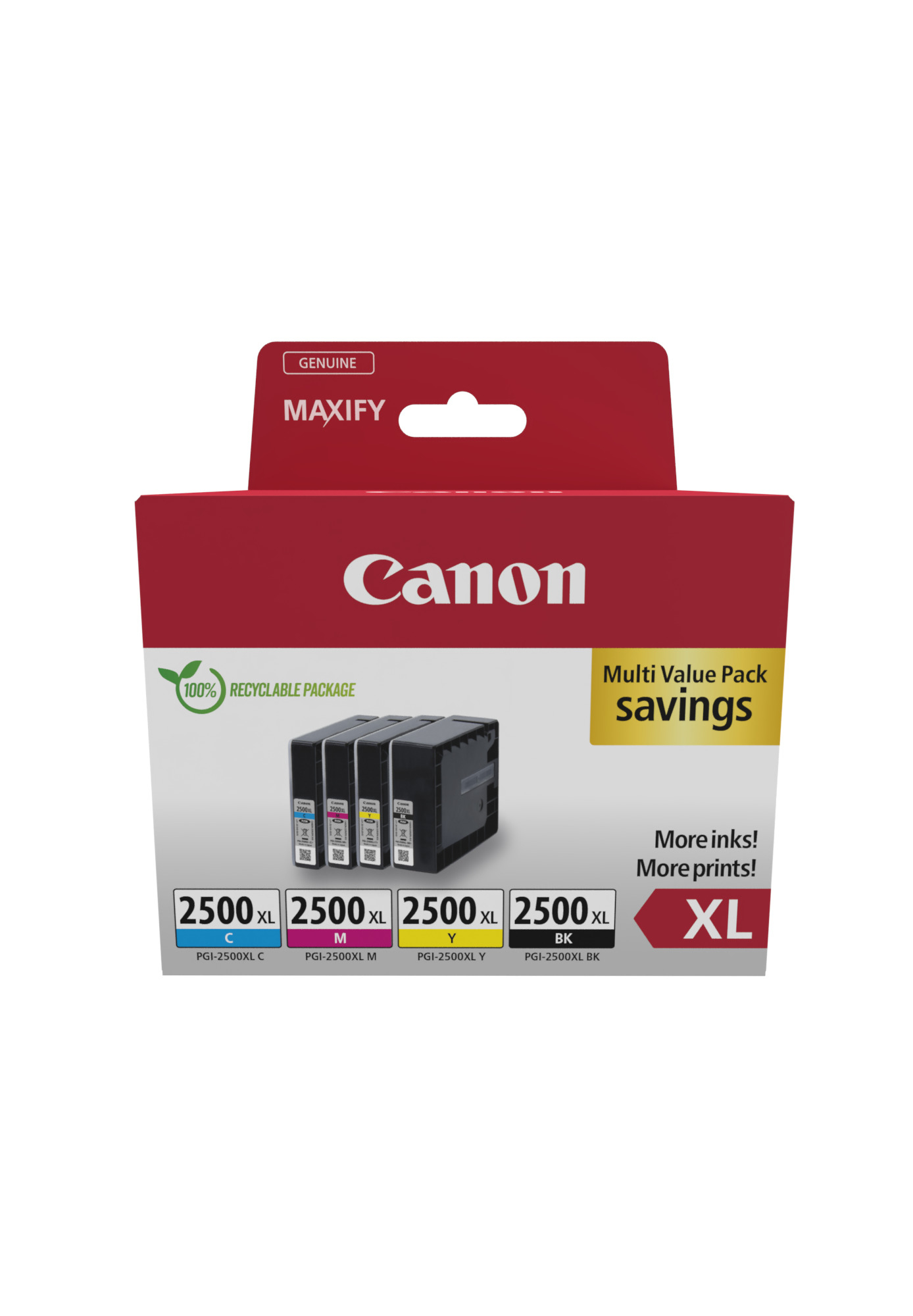 369449663e01528f3a91cc253fb0286a Canon 9254B010/PGI-2500XLBKCMY Ink cartridge multi pack Bk,C,M,Y Cardboard 70,9ml + 3x19,3ml Pack=4 for Canon IB 4050