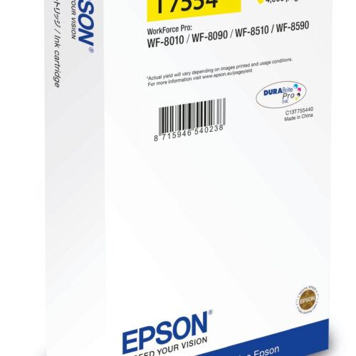 Epson C13T75544N/T7554 Ink cartridge yellow, 4.000 pages 39ml for Epson WF 6530/8090/8510