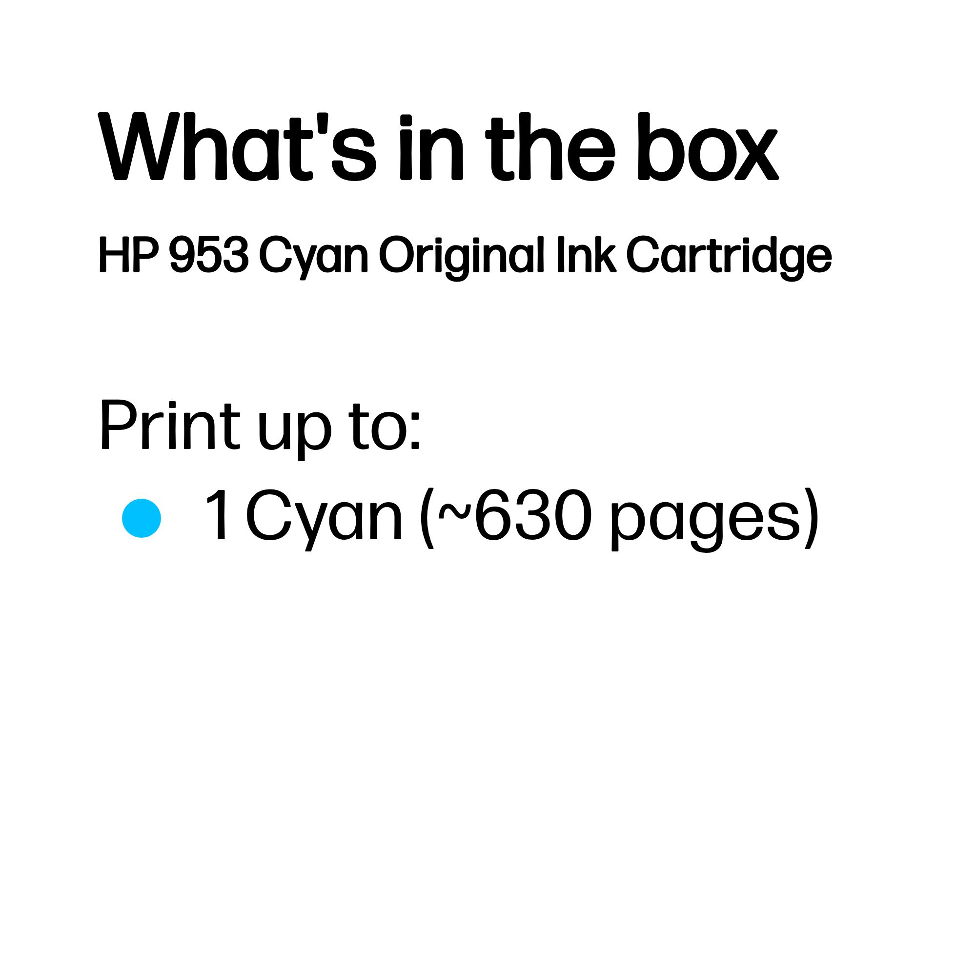 HP F6U12AE/953 Ink cartridge cyan, 630 pages 9ml for HP OfficeJet Pro 7700/8210/8710