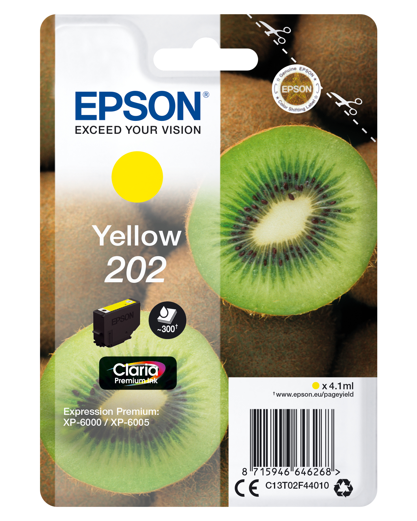 37805966_1580648308 Epson C13T02F44010/202 Ink cartridge yellow, 300 pages 4,1ml for Epson XP 6000