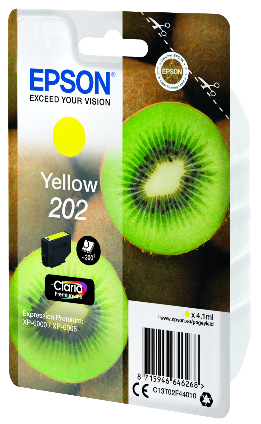 37805966_9926148133 Epson C13T02F44010/202 Ink cartridge yellow, 300 pages 4,1ml for Epson XP 6000