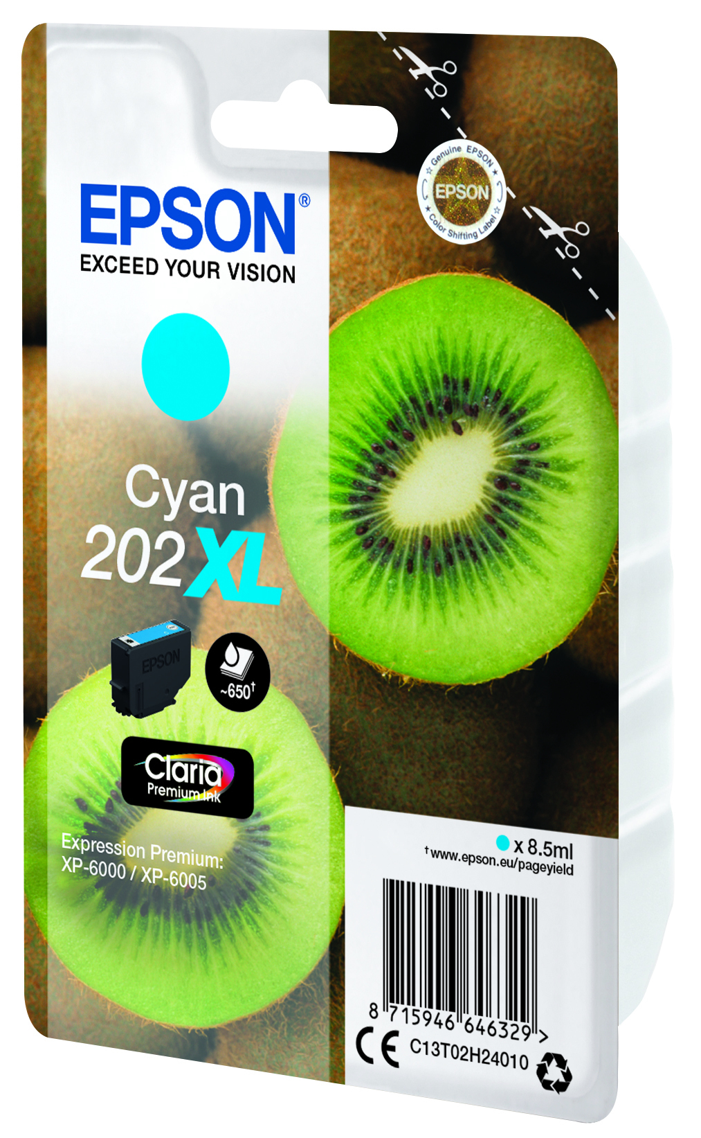 37805970_8580999350 Epson C13T02H24010/202XL Ink cartridge cyan high-capacity, 650 pages 8,5ml for Epson XP 6000