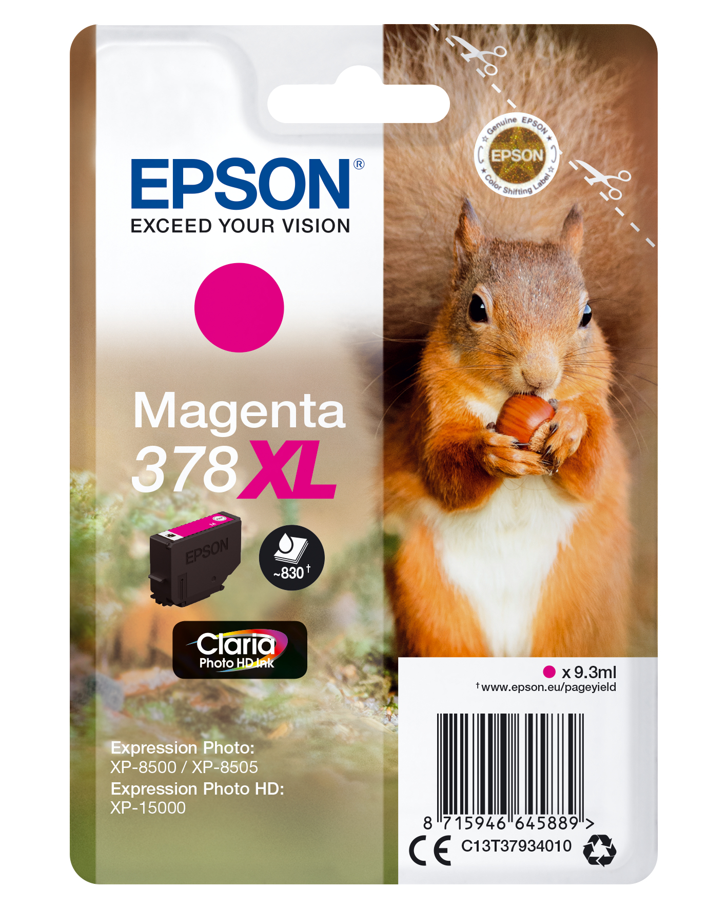 37805981_5696598853 Epson C13T37934010/378XL Ink cartridge magenta high-capacity, 830 pages 9,3ml for Epson XP 15000/8000