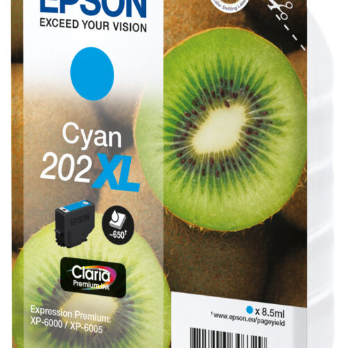 Epson C13T02H24020/202XL Ink cartridge cyan Blister Acustic Magnetic high-capacity, 650 pages 8,5ml for Epson XP 6000