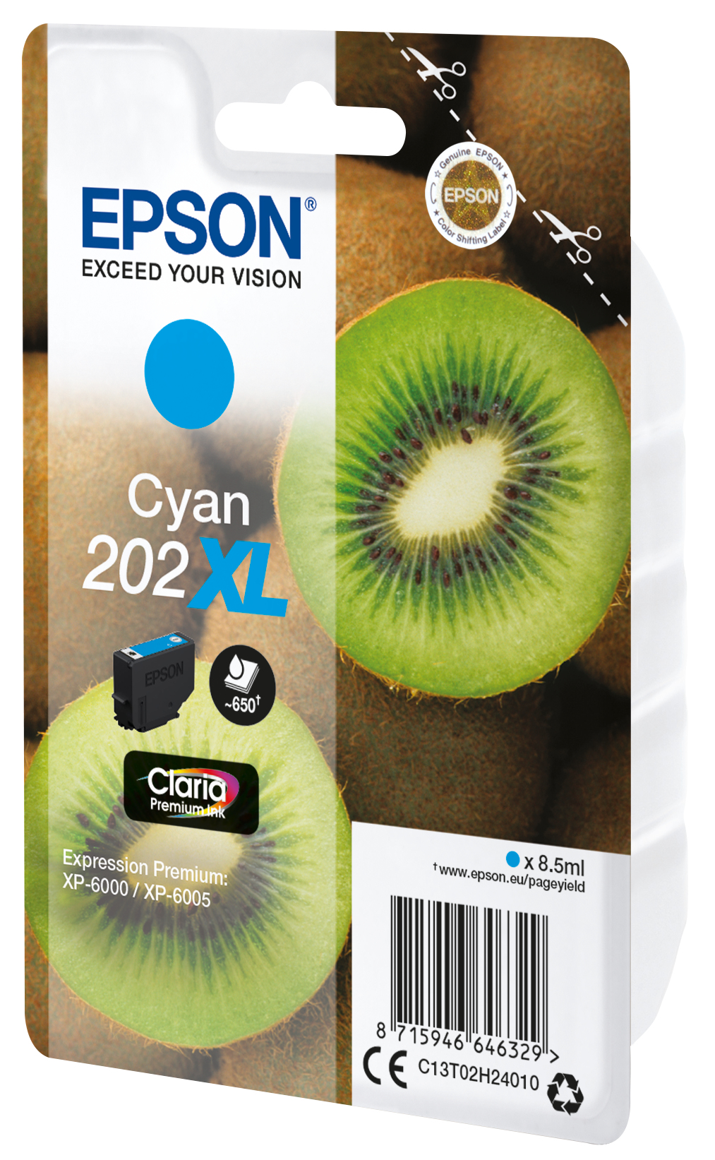 37987708_6257945562 Epson C13T02H24020/202XL Ink cartridge cyan Blister Acustic Magnetic high-capacity, 650 pages 8,5ml for Epson XP 6000