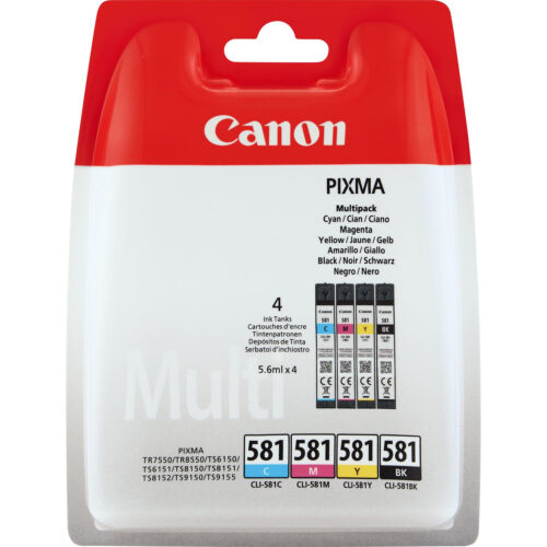 37989032_4535529262 Canon 2103C005/CLI-581 Ink cartridge multi pack Bk,C,M,Y Blister 5,6ml Pack=4 for Canon Pixma TS 6150/8150