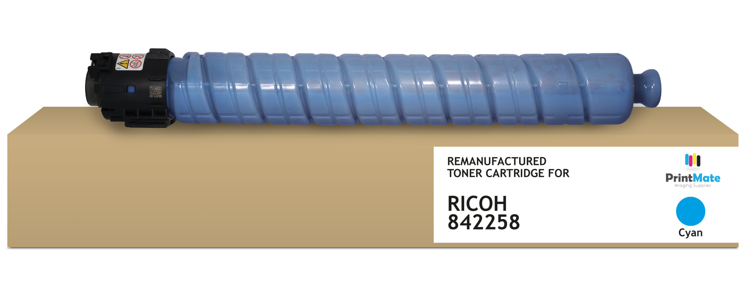 PrintMate RICOH 842258, remanufactured toner, Cyan 19000p