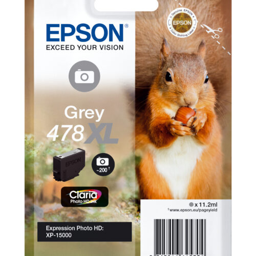 Epson C13T04F64010/478XL Ink cartridge gray high-capacity 200 Photos 11,2ml for Epson XP 15000