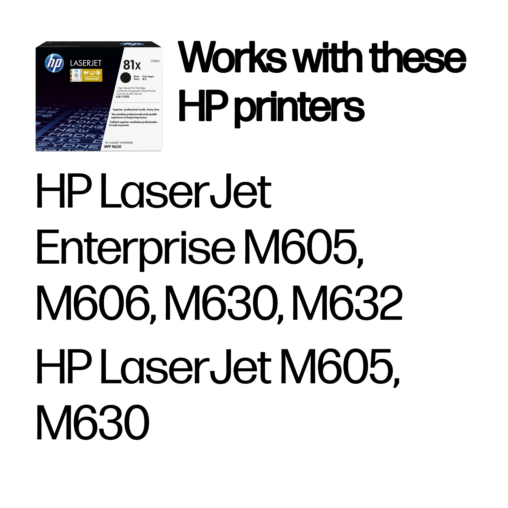 HP CF281X/81X Toner cartridge black high-capacity, 25.000 pages ISO/IEC 19752 for HP LaserJet M 606/630