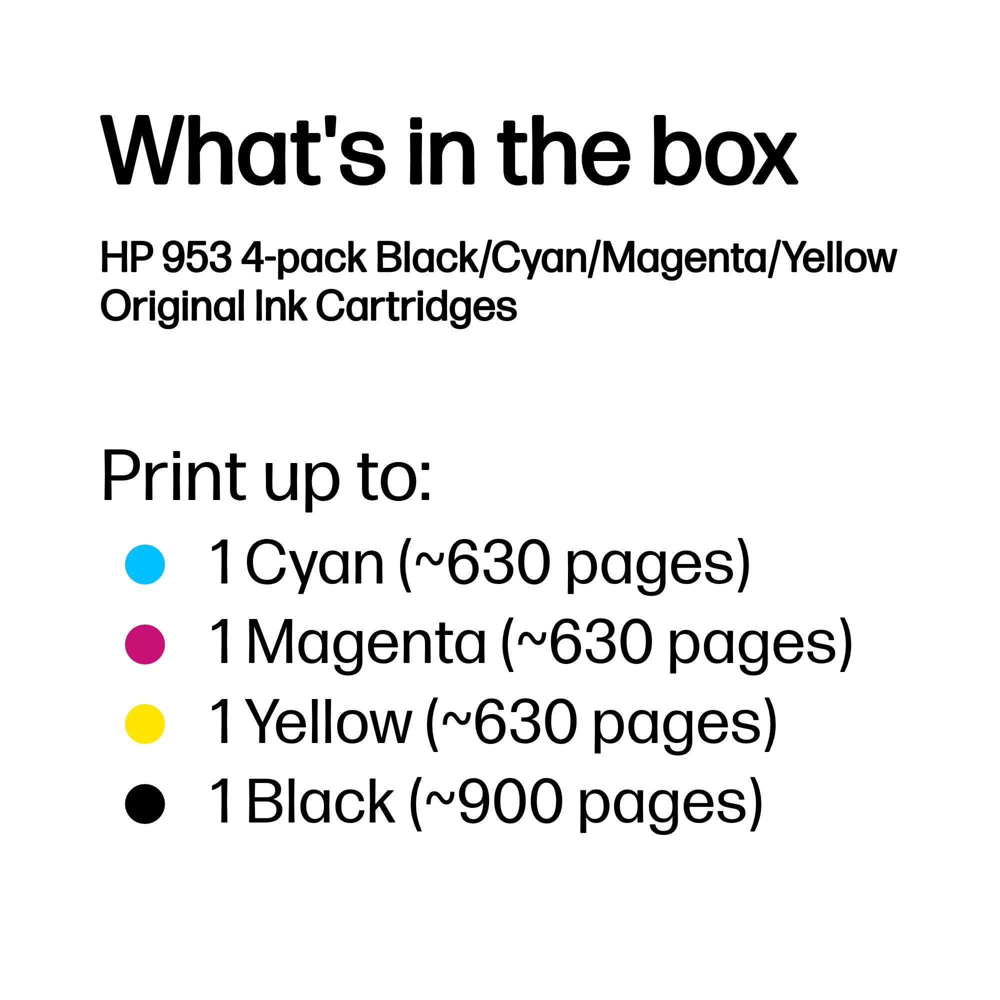 3c38aba0a9fefd95d690092b1a6cfa1b80471783 HP 6ZC69AE/953 Ink cartridge multi pack Bk,C,M,Y 20ml + 3x9ml Pack=4 for HP OfficeJet Pro 7700/8210/8710