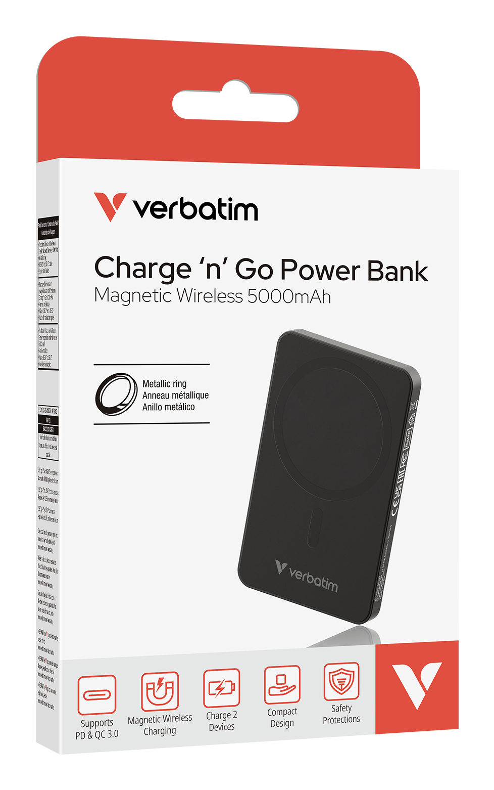 Verbatim Charge ´n´ Go Essentials Magnetic Wireless Power Bank 5000 mAh Black