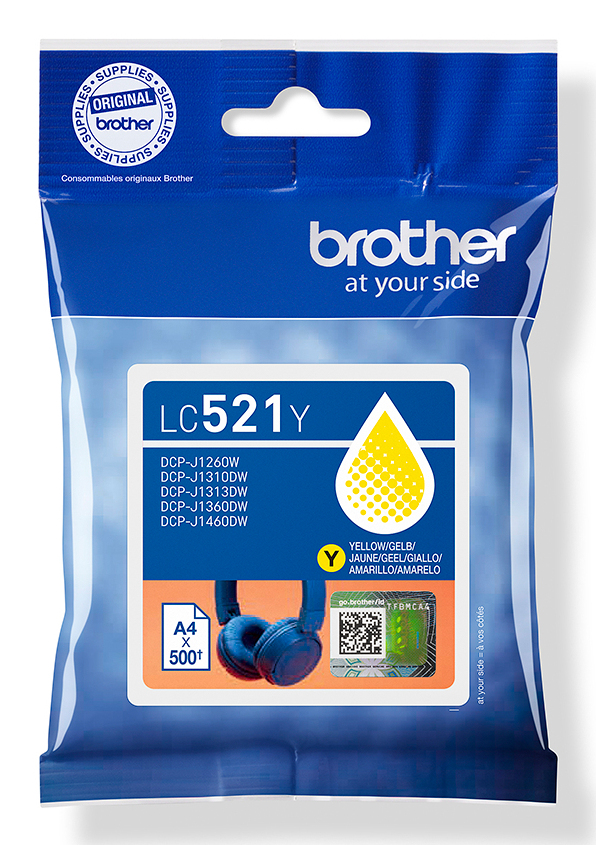 4108f139ba327264bf7d8b0a54bf8a6440e28778 Brother LC-521Y Ink cartridge yellow, 500 pages ISO/IEC 19752 for Brother DCP-J 1260