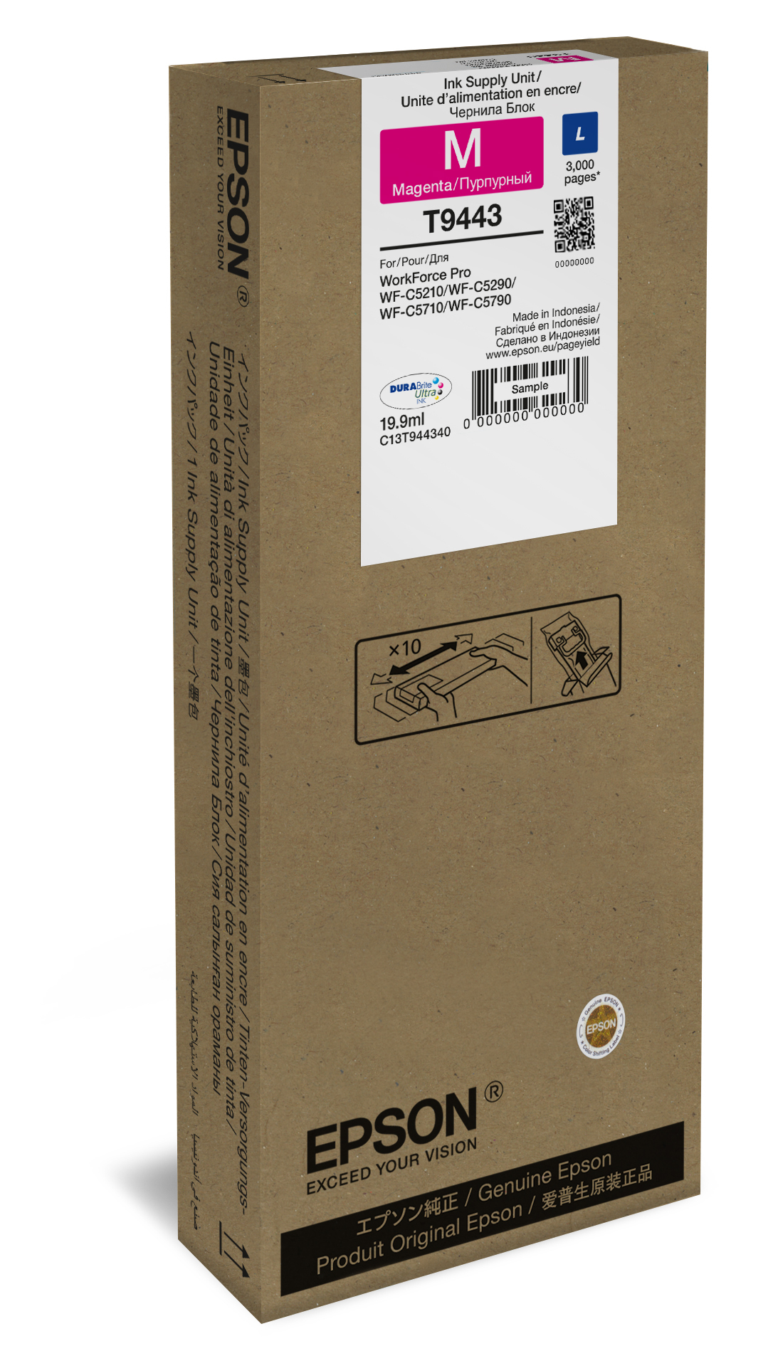 Epson C13T944340/T9443 Ink cartridge magenta, 3.000 pages 19,9ml for Epson WF-C 5210/5290