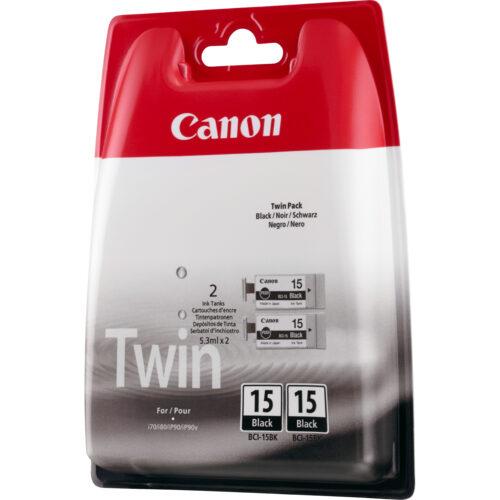 429972_0650294113 Canon 8190A002/BCI-15BK Ink cartridge black twin pack, 2x80 pages/5% 5.3ml Pack=2 for Canon I 70/Pixma IP 90
