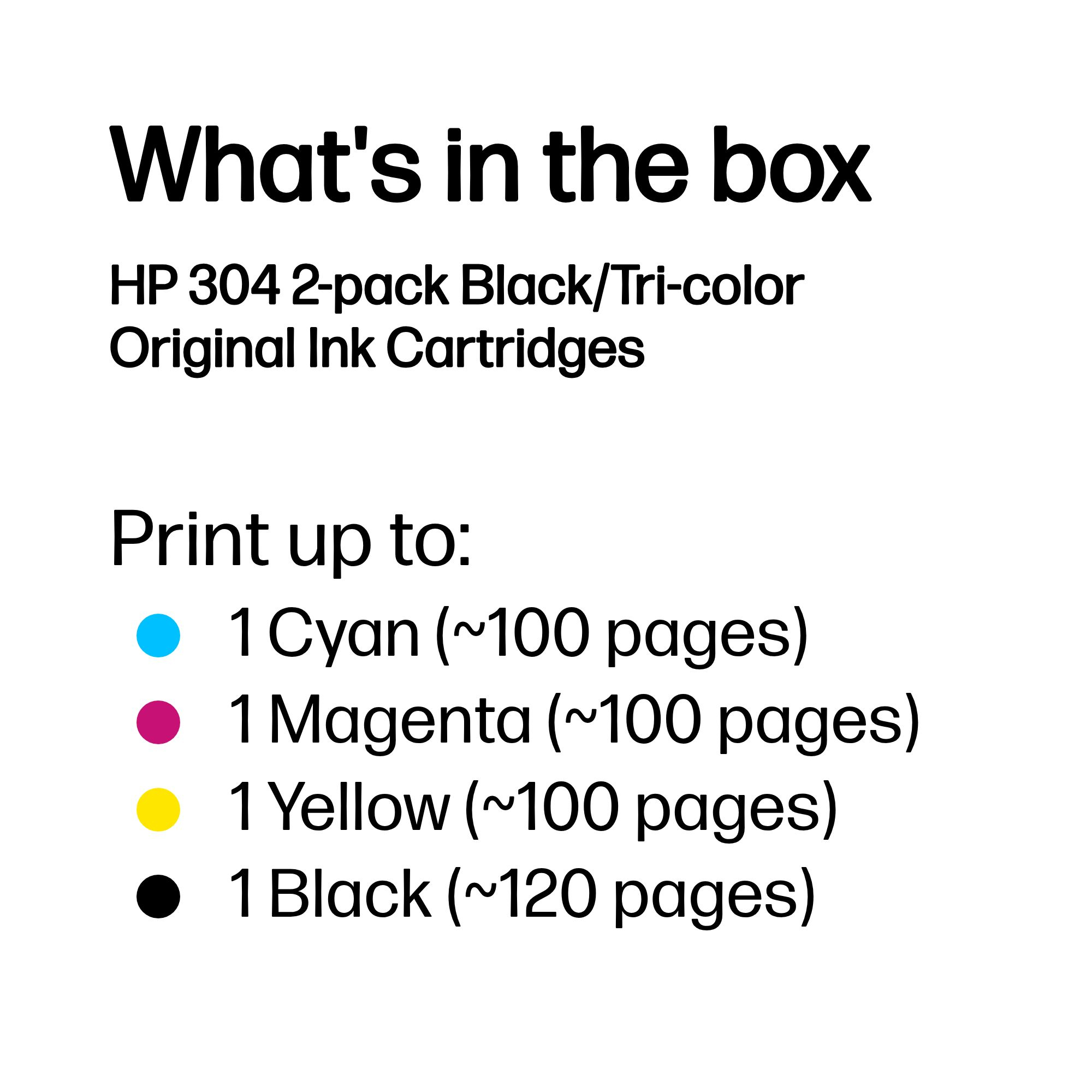 HP 3JB05AE/304 Printhead cartridge multi pack black + color 100 pg + 120 pg Pack=2 for HP DeskJet 2620/3720
