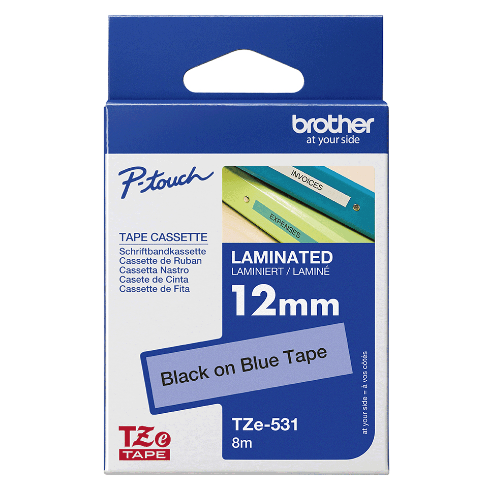 4afe785af4a96598413233814da92a502d3c015b Brother TZE-531 DirectLabel black on blue Laminat 12mm x 8m for Brother P-Touch TZ 3.5-18mm/6-12mm/6-18mm/6-24mm/6-36mm
