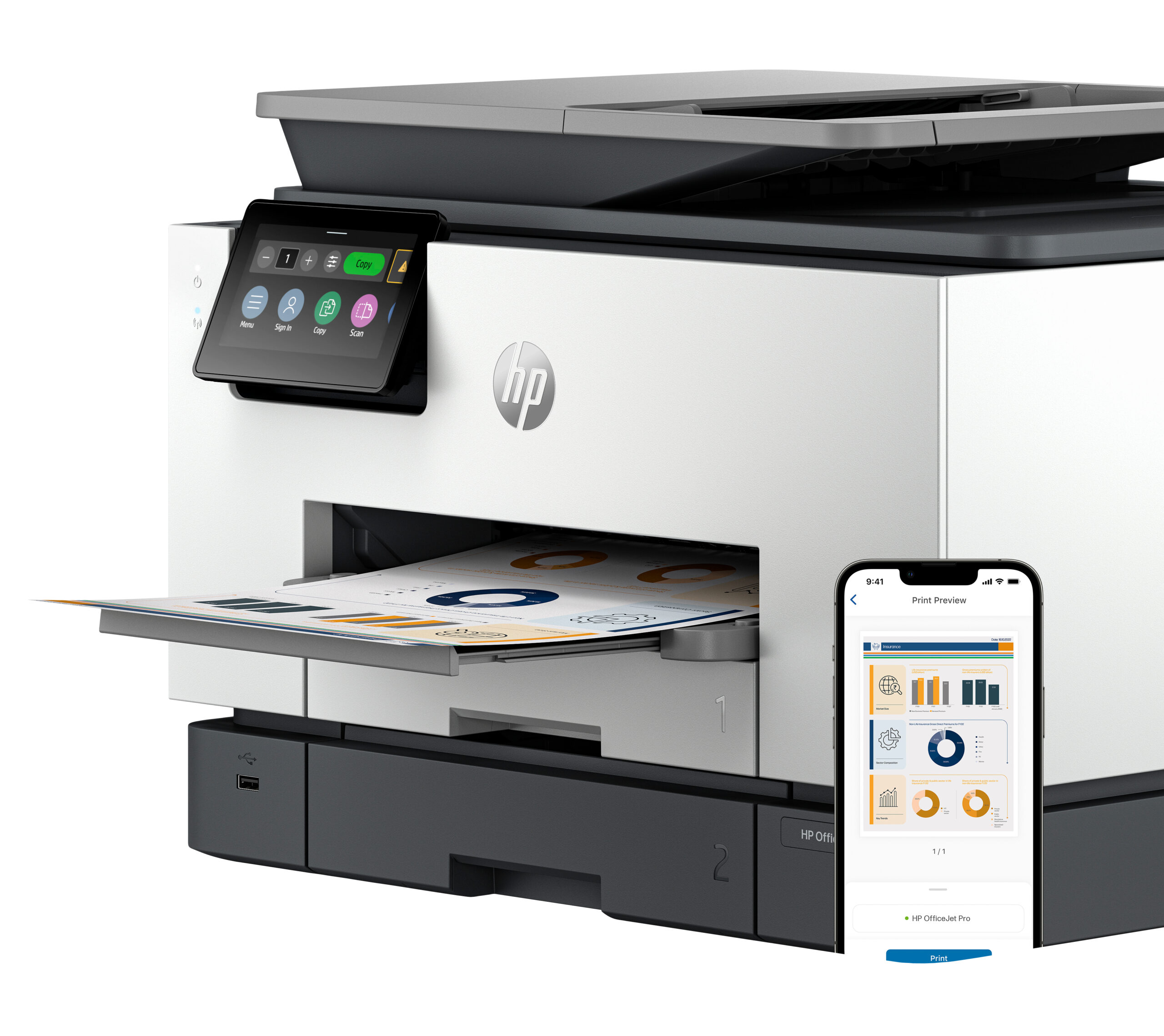 4be208be47c57c8aa57976a2b82e889971c97d1f HP OfficeJet Pro 9130b Wireless All-in-One Color Printer, Two-sided printing; Copier, Scanner