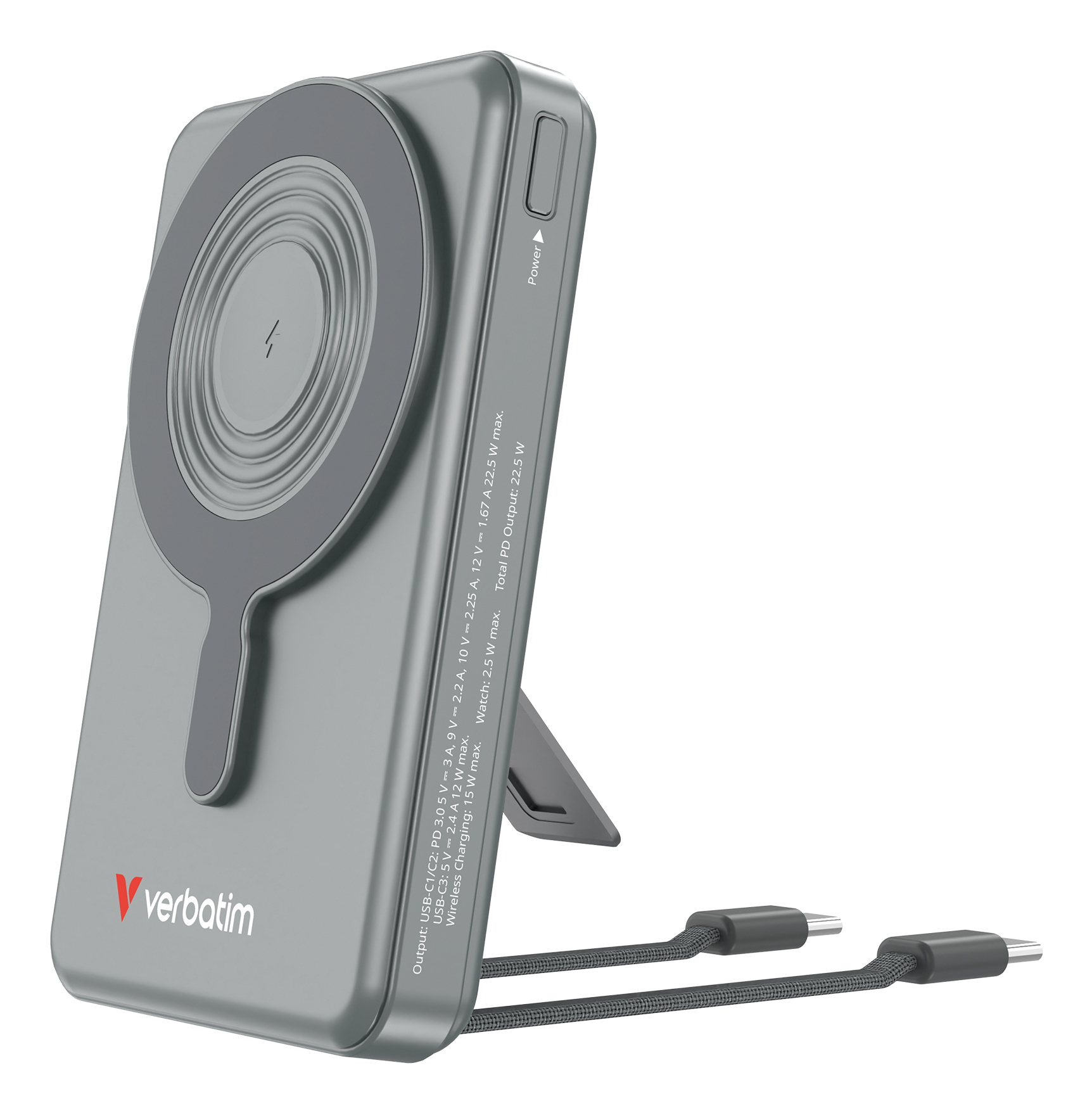 4e5db5b2677e4464269e6fdeb879974be0f1d277 Verbatim Charge´n´Go 2C & Display Power Bank 10000 mAh Grey