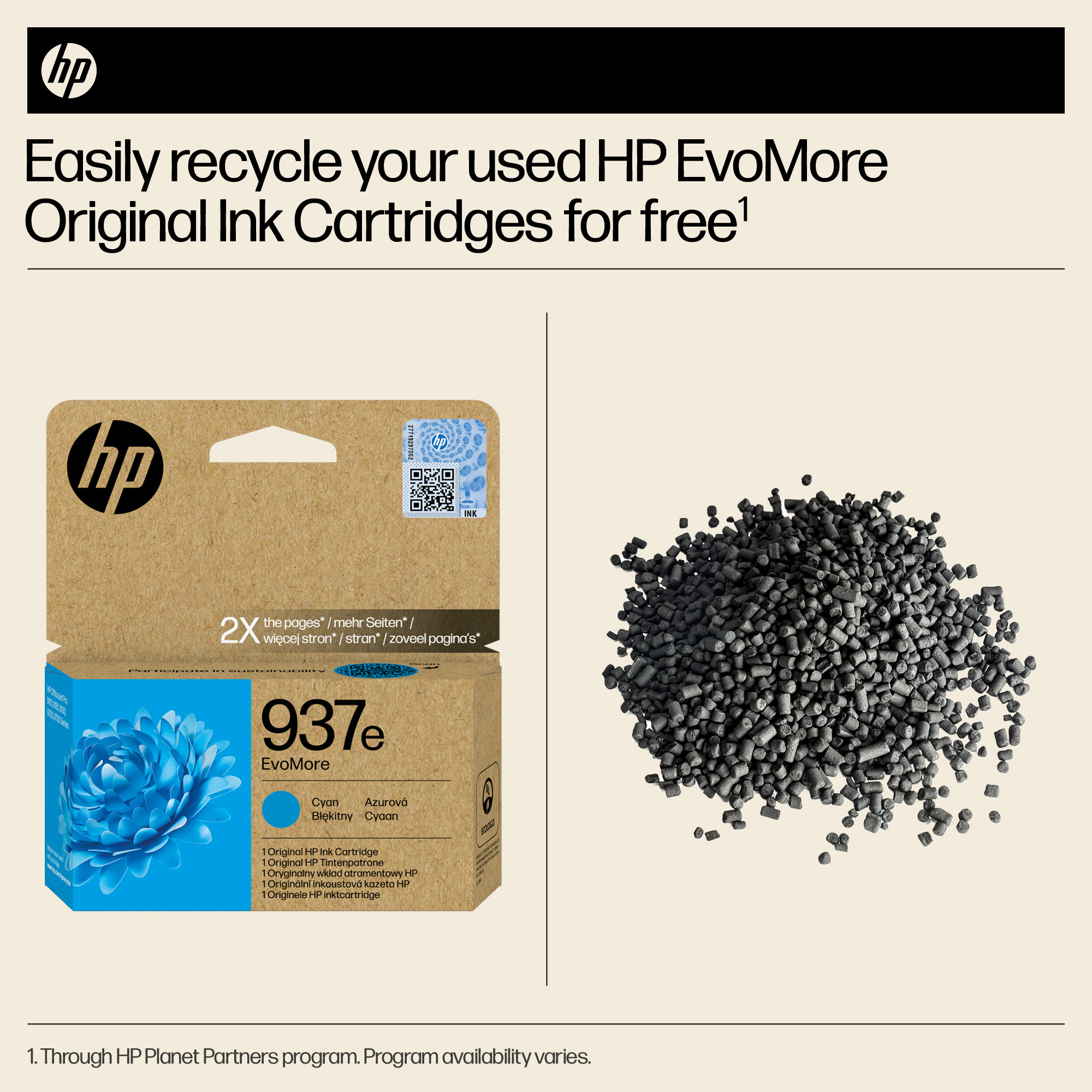 HP 4S6W6NE/937E Printhead cartridge cyan Evomore, 1.650 pages ISO/IEC 19752 for HP OJ Pro 9100/e
