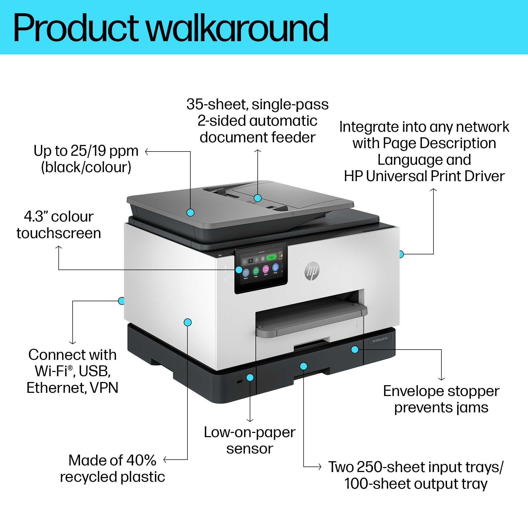 50375d98a794944a039cd3f638356fe6b5a1d234 HP OfficeJet Pro 9130b Wireless All-in-One Color Printer, Two-sided printing; Copier, Scanner
