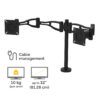 Fellowes Vista Dual Monitor Arm - Monitor Mount for 10KG 26 inch Screens - Ergonomic Adjustable Monitor Arm Desk Mount - Pan 180° Rotation 360°, VESA 75 x 75/100 x 100 - Black