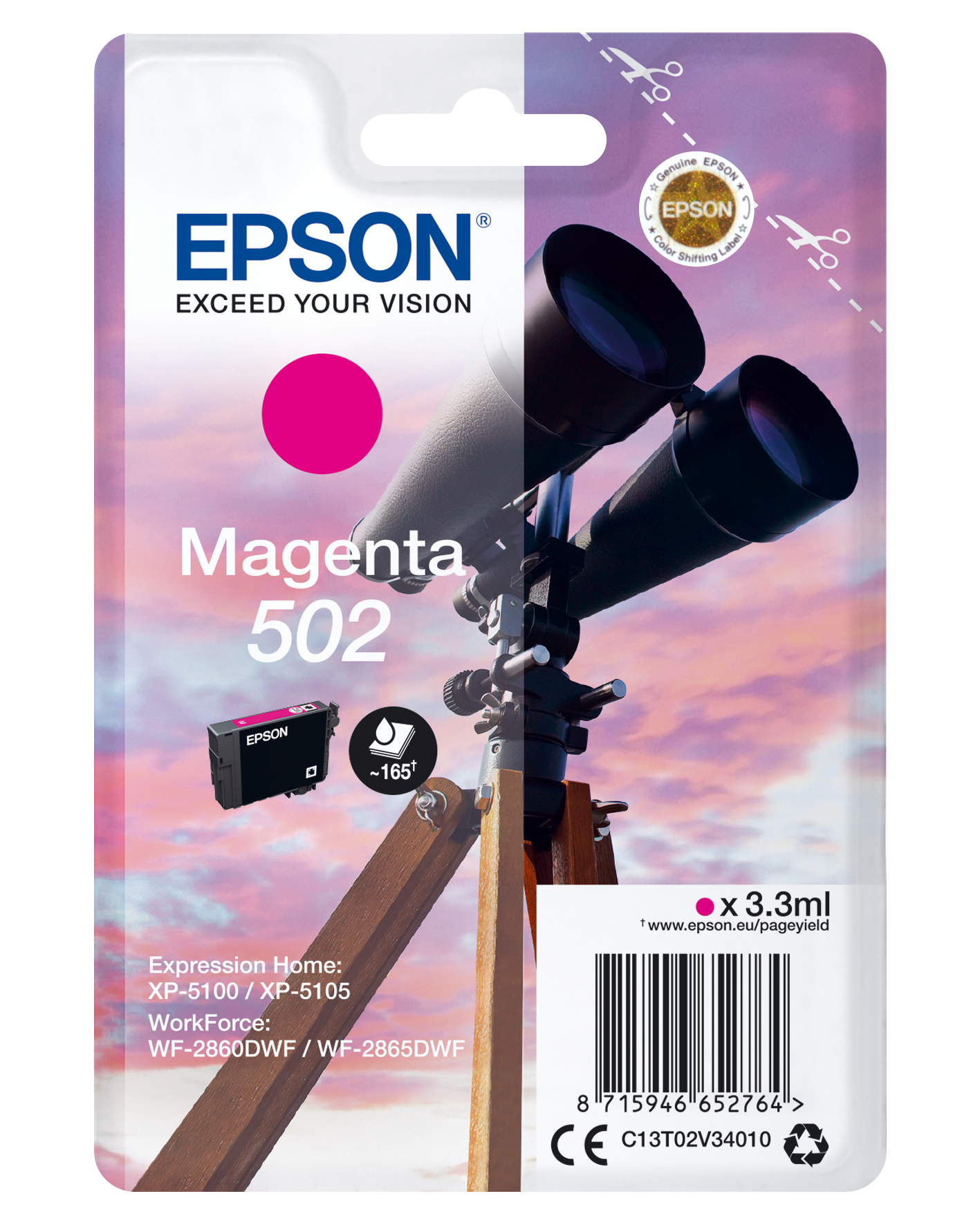 52270522_8843326899 Epson C13T02V34010/502 Ink cartridge magenta, 160 pages 3,3ml for Epson XP 5100