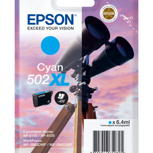 Epson C13T02W24010/502XL Ink cartridge cyan high-capacity, 470 pages 6,4ml for Epson XP 5100