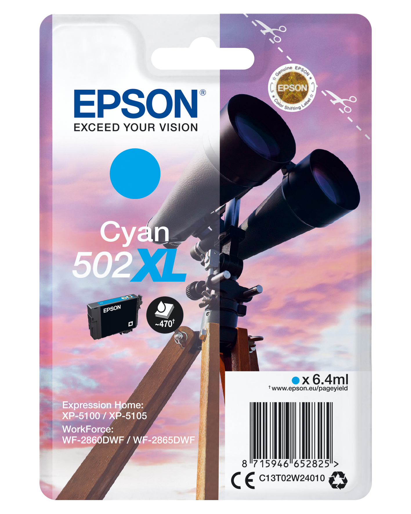 52270526_1485368381 Epson C13T02W24010/502XL Ink cartridge cyan high-capacity, 470 pages 6,4ml for Epson XP 5100