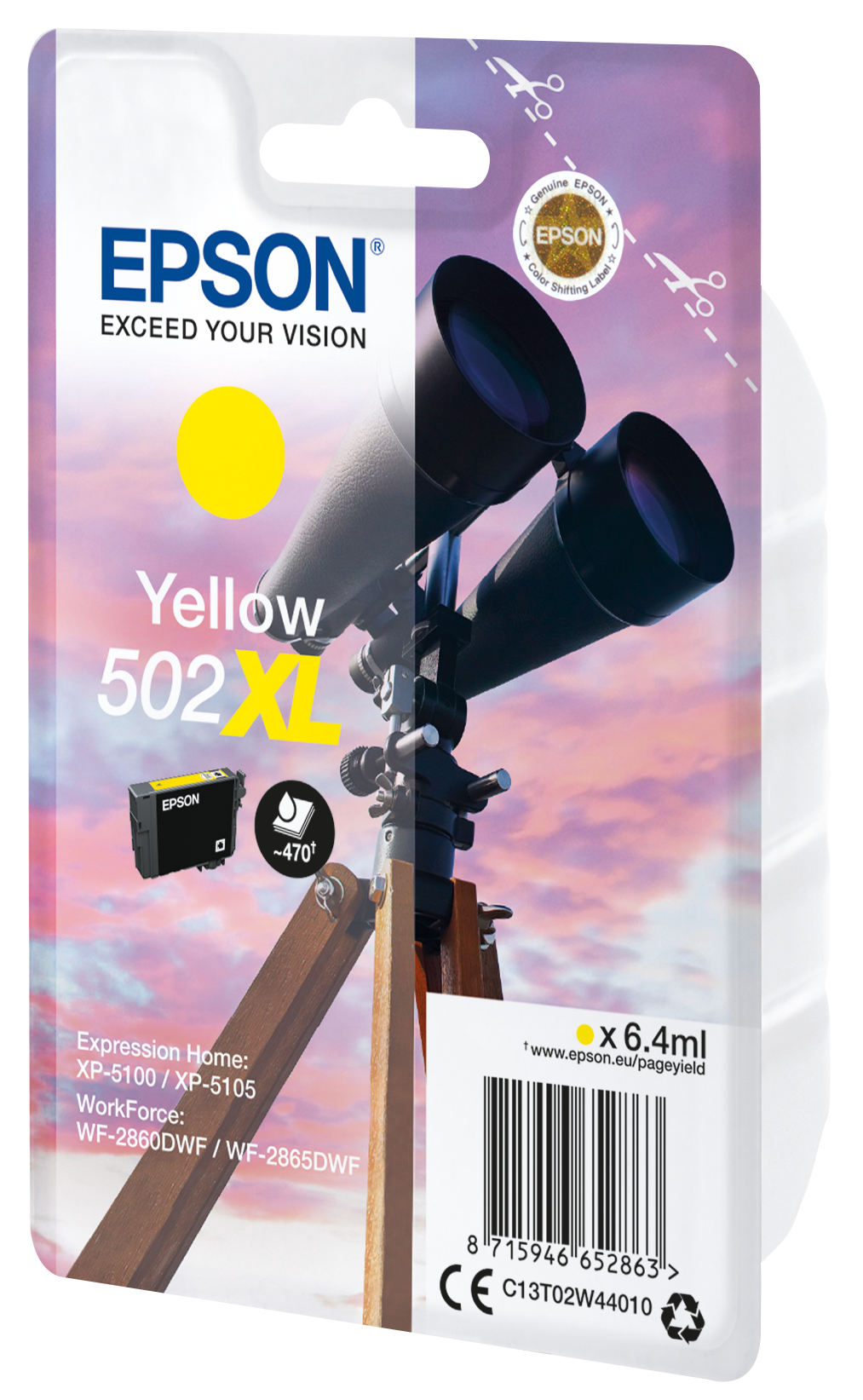 52270528_0365213104 Epson C13T02W44010/502XL Ink cartridge yellow high-capacity, 470 pages 6,4ml for Epson XP 5100