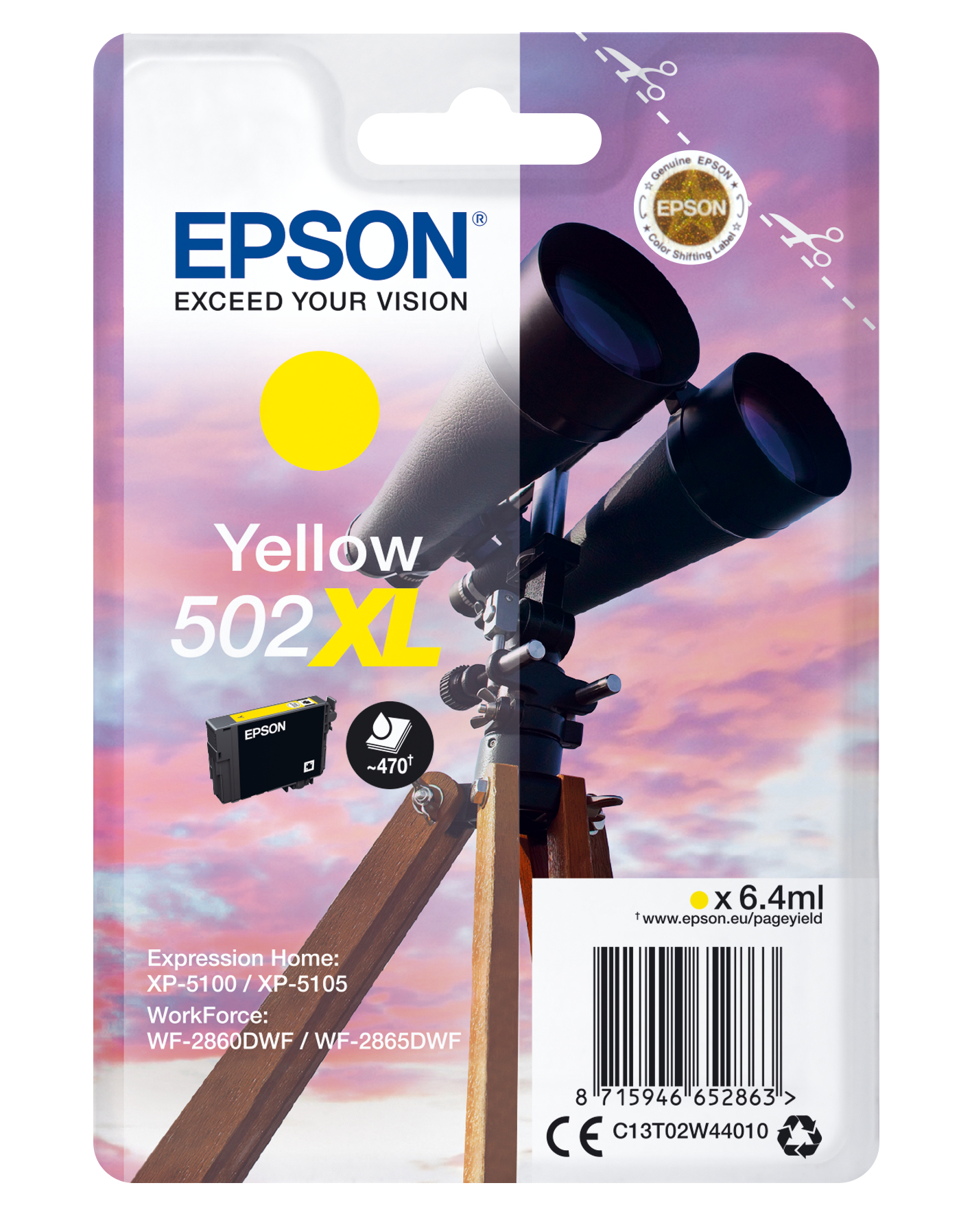 52270528_6845200207 Epson C13T02W44010/502XL Ink cartridge yellow high-capacity, 470 pages 6,4ml for Epson XP 5100