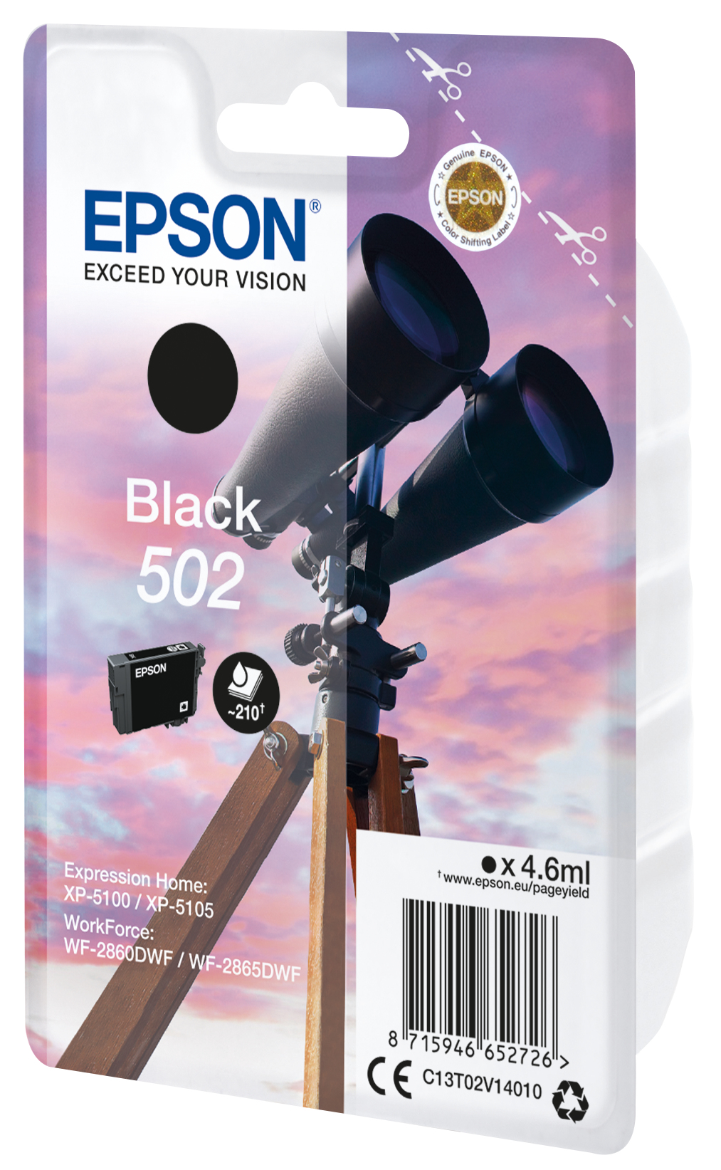 52270530_4904782067 Epson C13T02V14010/502 Ink cartridge black, 210 pages 4,6ml for Epson XP 5100