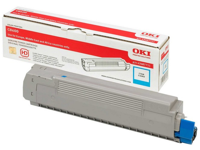 OKI 43487711 Toner cyan, 6.000 pages ISO/IEC 19752 for OKI C 8600