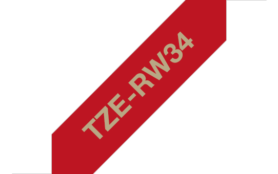 573cfe271562c2ca11466849d8248532bac9934b Brother TZE-RW34 DirectLabel gold on red non adhesive textil 12mm x 4m for Brother P-Touch TZ 3.5-18mm/6-12mm/6-18mm/6-24mm/6-36mm