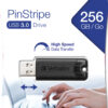 57966965_9709114206 Verbatim PinStripe 3.0 - USB 3.0 Drive 256GB ? - Black