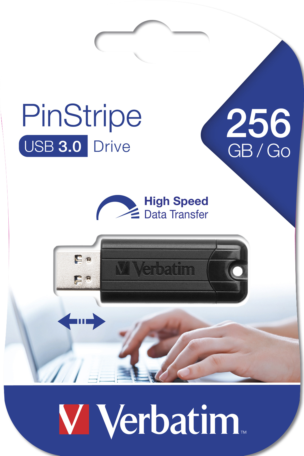 57966965_9709114206 Verbatim PinStripe 3.0 - USB 3.0 Drive 256GB ? - Black