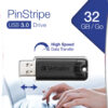 57966966_9636550956 Verbatim PinStripe 3.0 - USB 3.0 Drive 32 GB ? - Black