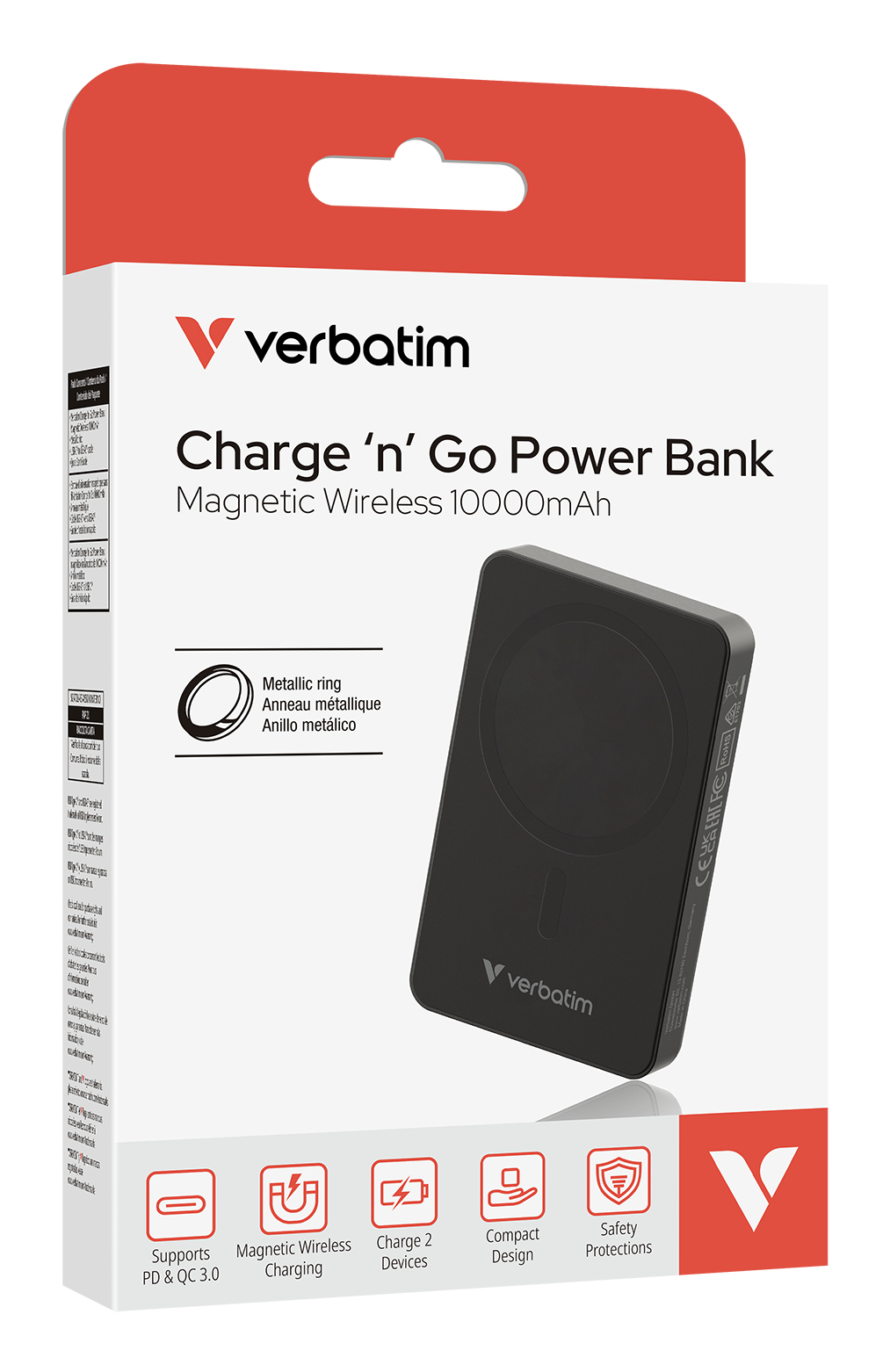 Verbatim Charge ´n´ Go Essentials Magnetic Wireless Power Bank 10000 mAh Black