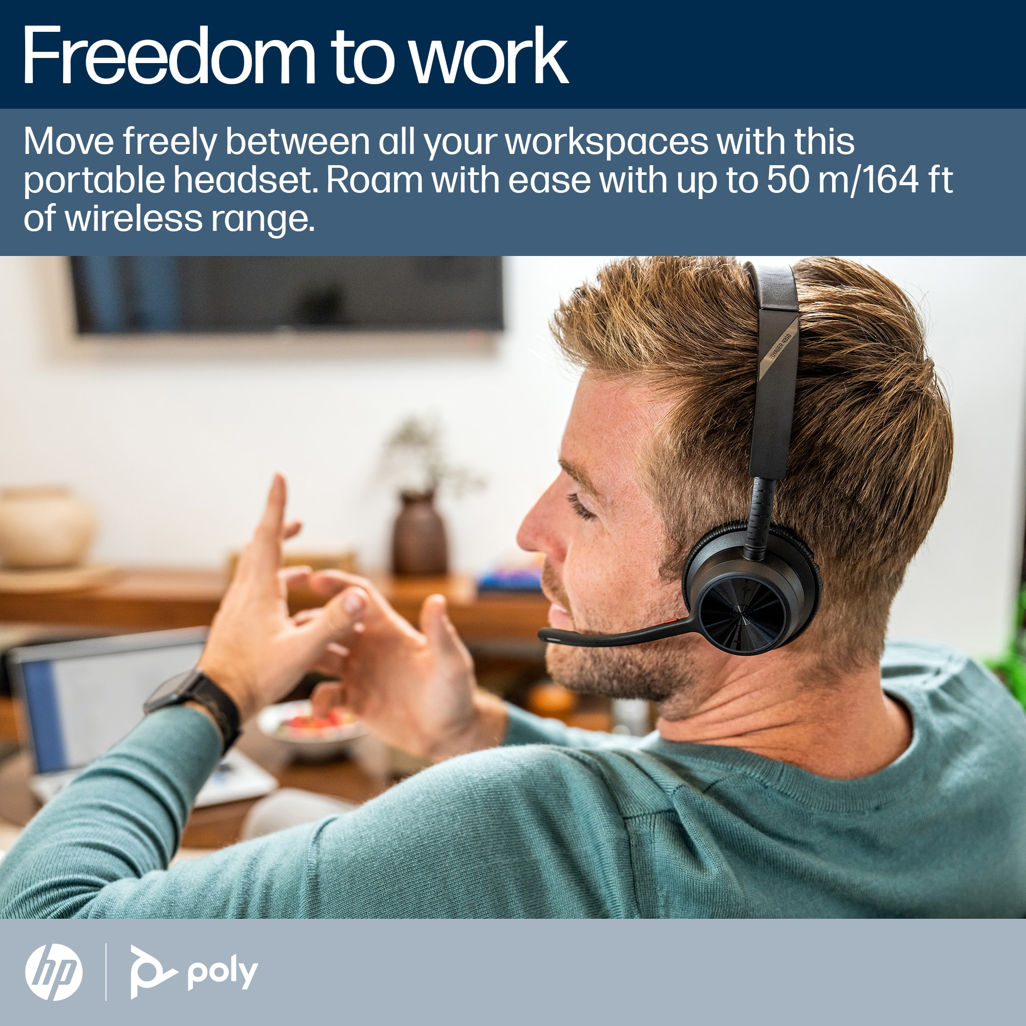 582f8f38de2bbe3b08f76526c108903907f08eb2 HP Poly Voyager 4320 Microsoft Teams Certified Headset +BT700 dongle +Charging Stand