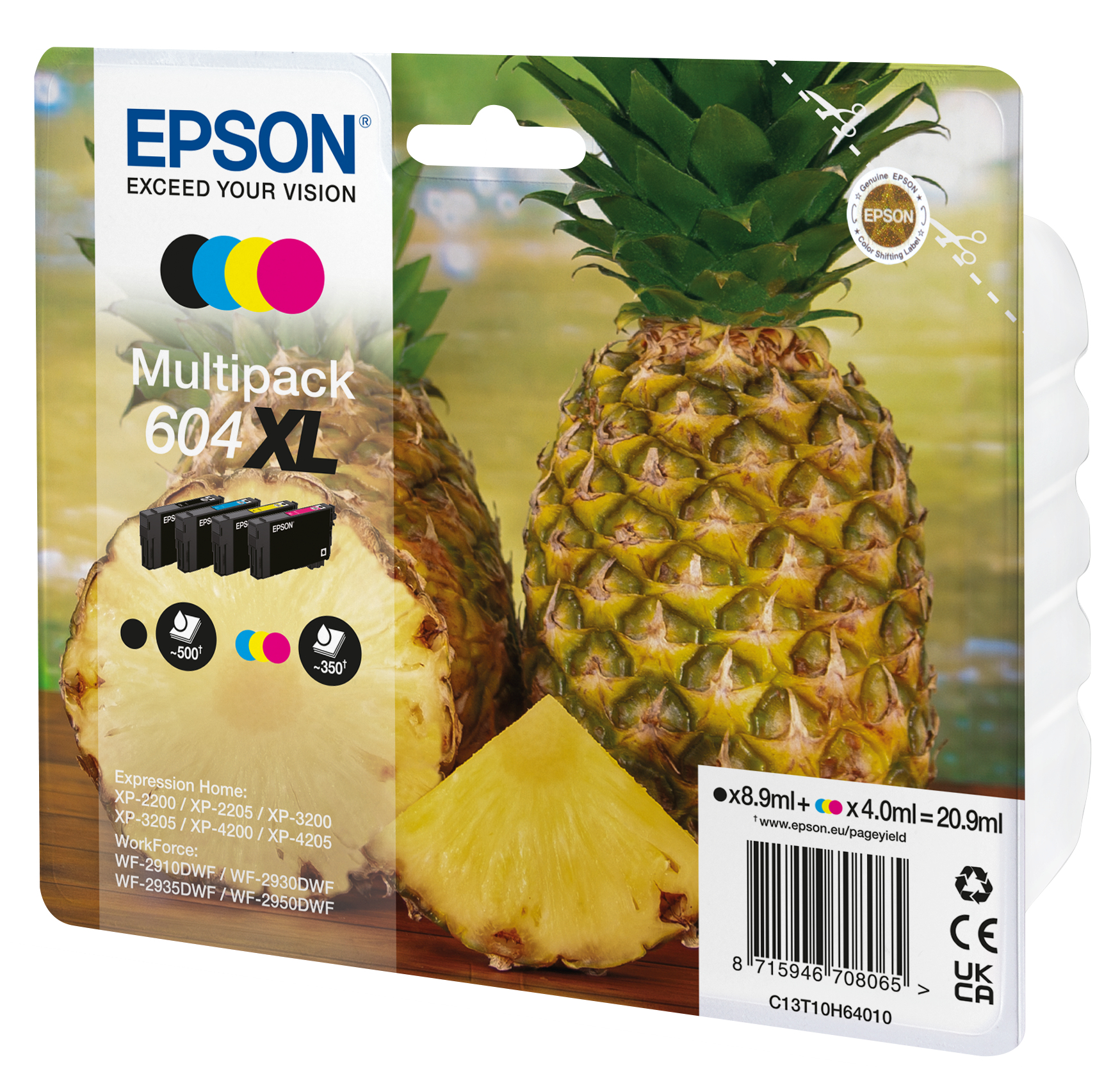 58d01e8e5c3b63c4ad25732342711163451577ab Epson C13T10H64010/604XL Ink cartridge multi pack Bk,C,M,Y high-capacity 500pg + 3x350pg Pack=4 for Epson XP-2200