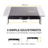 Fellowes Computer Monitor Stand with 5 Height Adjustments - Office Suites Monitor Riser with Storage Tray - Ergonomic Adjustable Monitor Stand for Computers - Max Weight 36KG/Max Size 28" - Graphite