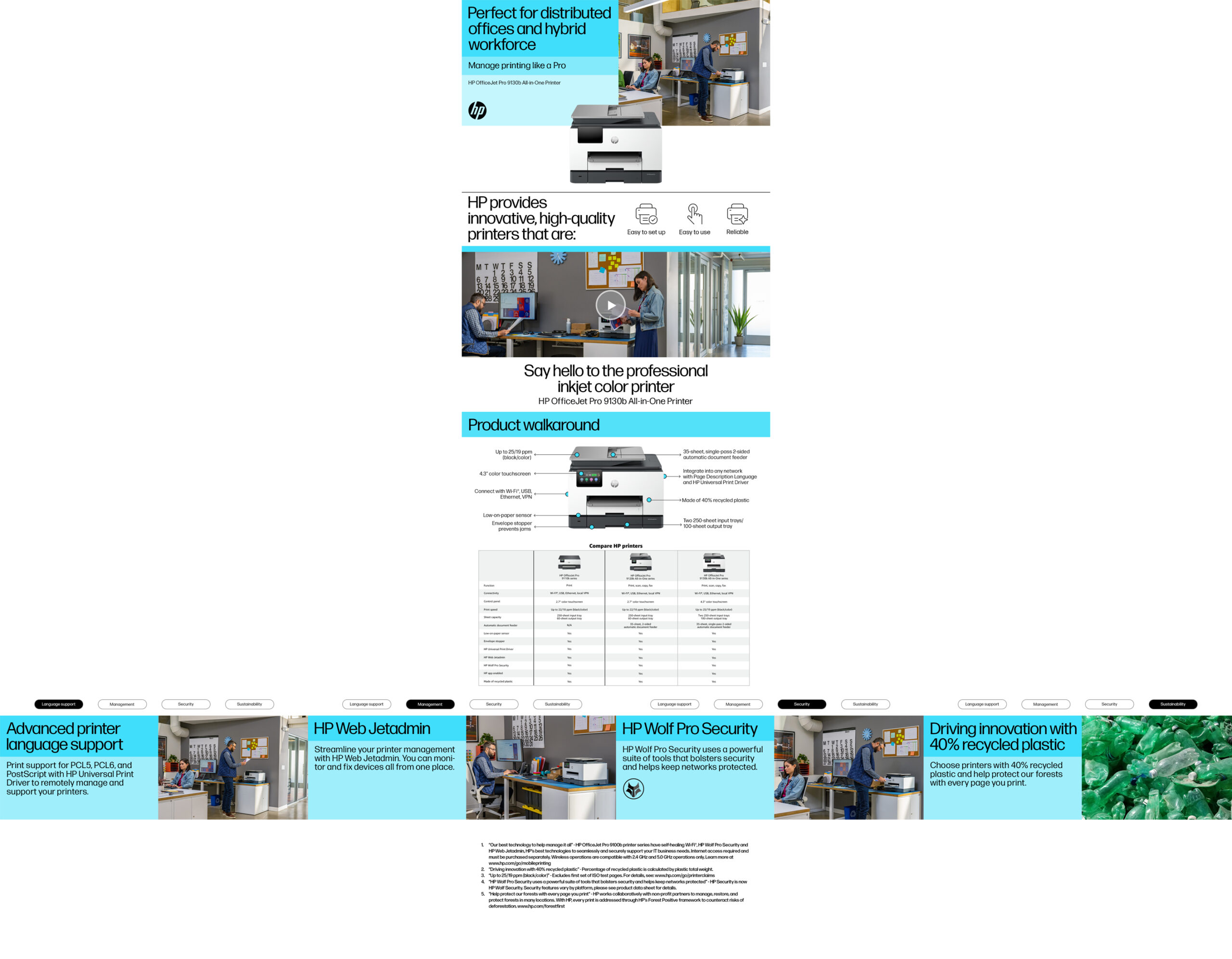5e973f8861dc8f2056b1a62d97051c12ff9aeafe HP OfficeJet Pro 9130b Wireless All-in-One Color Printer, Two-sided printing; Copier, Scanner