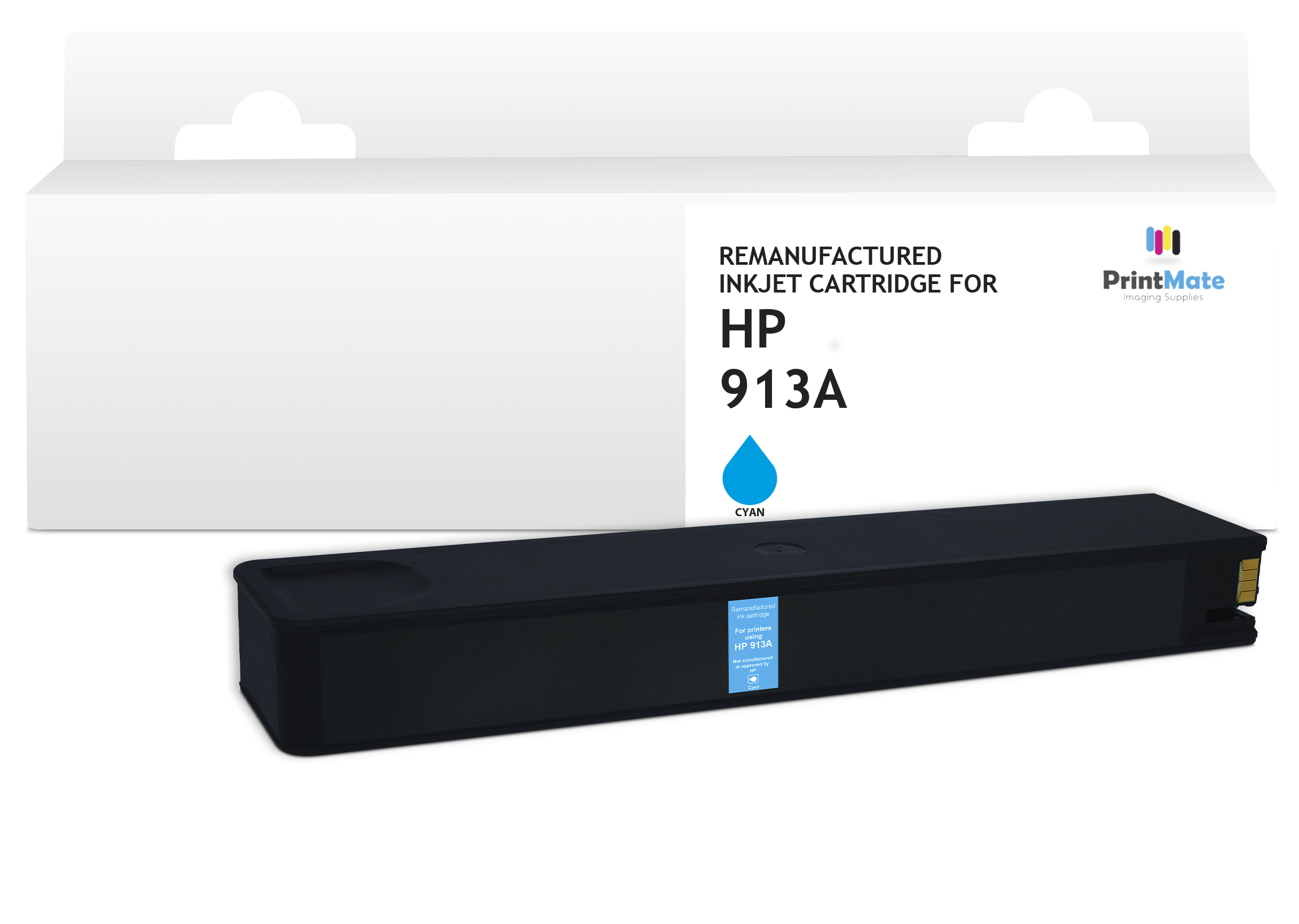 PrintMate HP 913A, remanufactured ink cartridge, Cyan 3200p