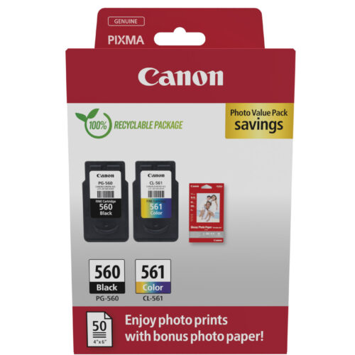 5fcb52401b2069bd858c52ea6f871715 Canon 3713C008/PG-560+CL-561 Printhead cartridge multi pack black + color PVP 7,5ml + 8,3ml Pack=2 for Canon Pixma TS 5350