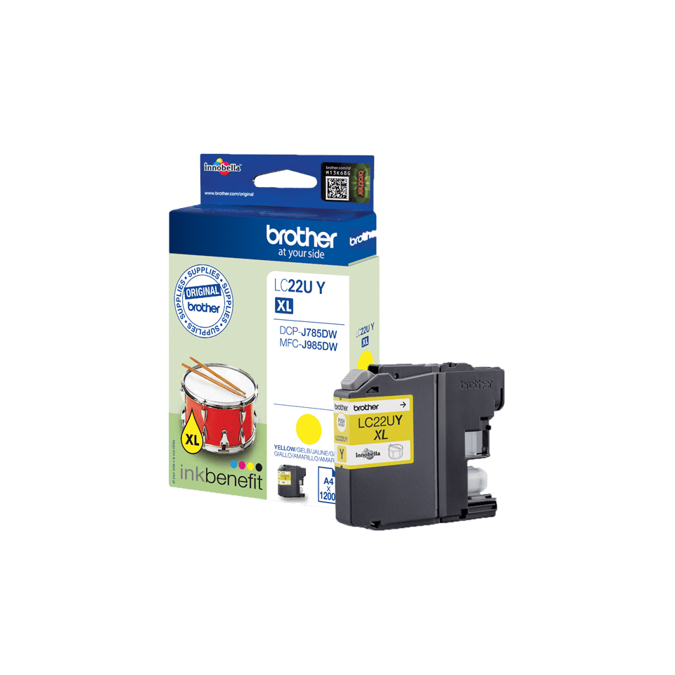 Brother LC-22UY Ink cartridge yellow XL, 1.200 pages ISO/IEC 24711 for Brother DCP-J 785