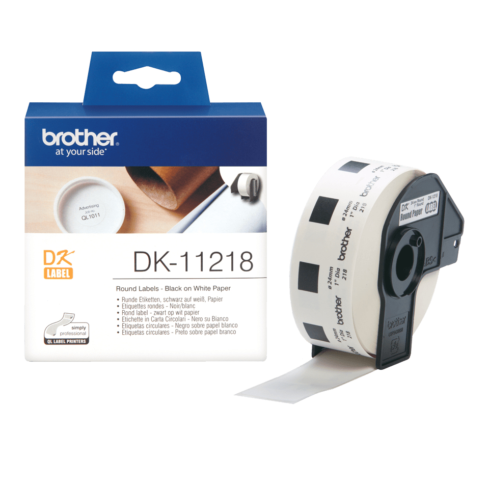 636820caff1537460ef81a359d5d4b20abe3ffe3 Brother DK-11218 DirectLabel Etikettes round 24mm 1000 for Brother P-Touch QL/700/800/QL 12-102mm/QL 12-103.6mm