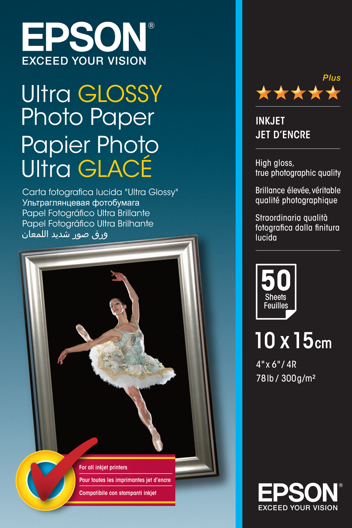 Epson C13S041943 High-glossy-photopaper 50 sheet 10x15 cm Pack=10 300g/m² for InkJet