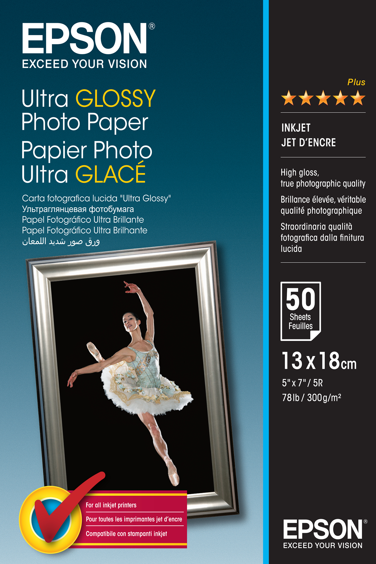 Epson C13S041944 High-glossy-photopaper 13x18 50 sheet DIN A4 300g/m² for InkJet